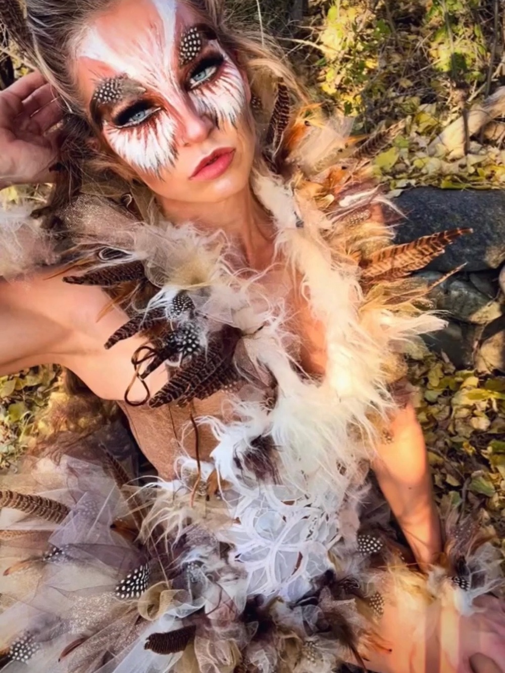 Feathered Owl Costume - Brown & White for festivals or Halloween parties